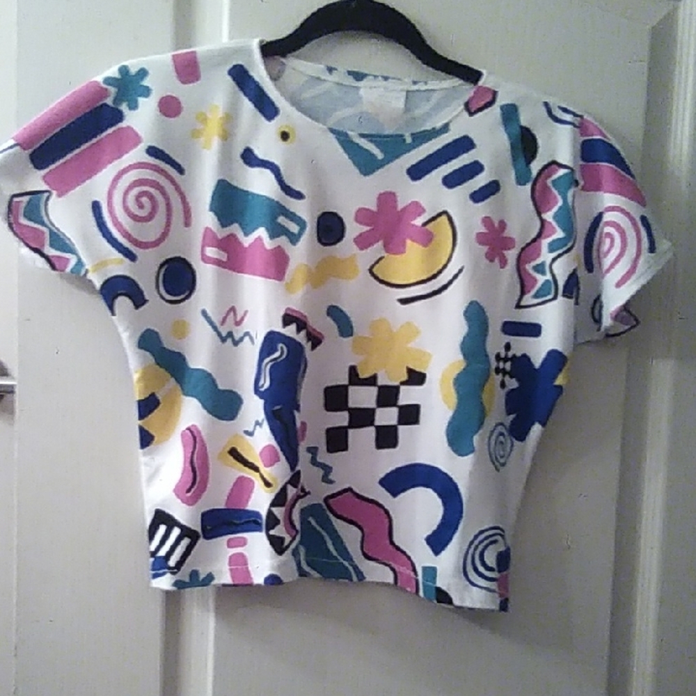 Vibrant Abstract Print Crop Top